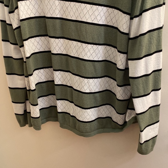 Lety & Me lightweight green & white striped sweater. - Picture 3 of 5